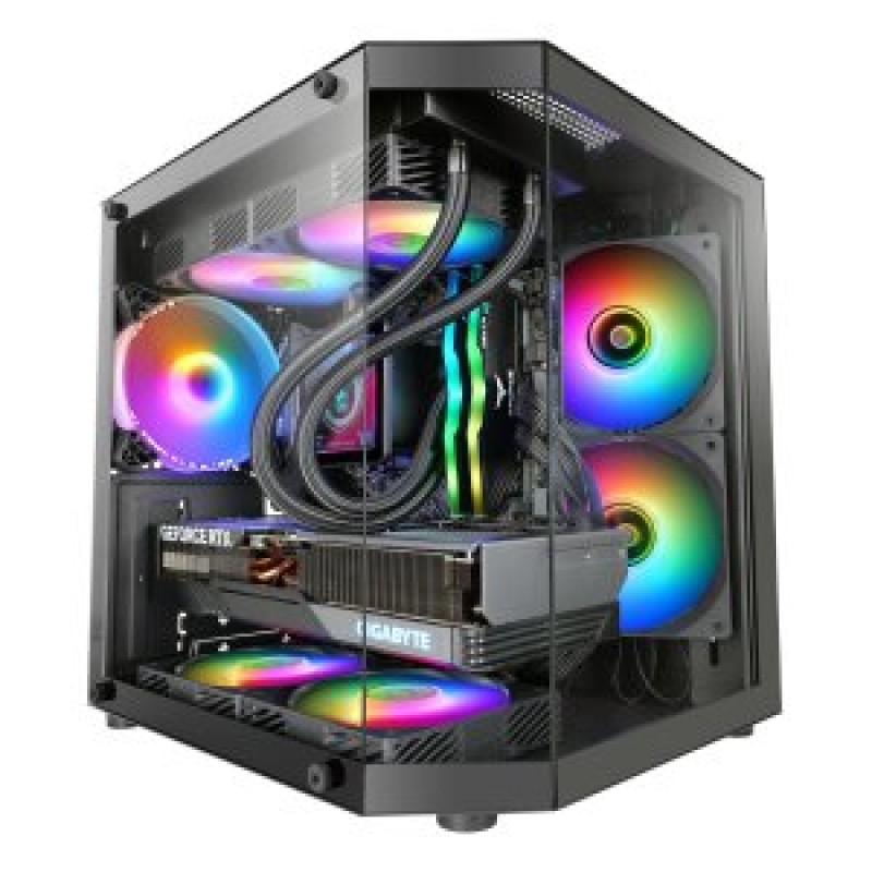 (Km0) CAJA MICROATX MARS GAMING MC3TLITE NEGRO 3 PANELES CRISTAL TEMPLADO GPU MAX. 275mm 1x3.5 2x2.5