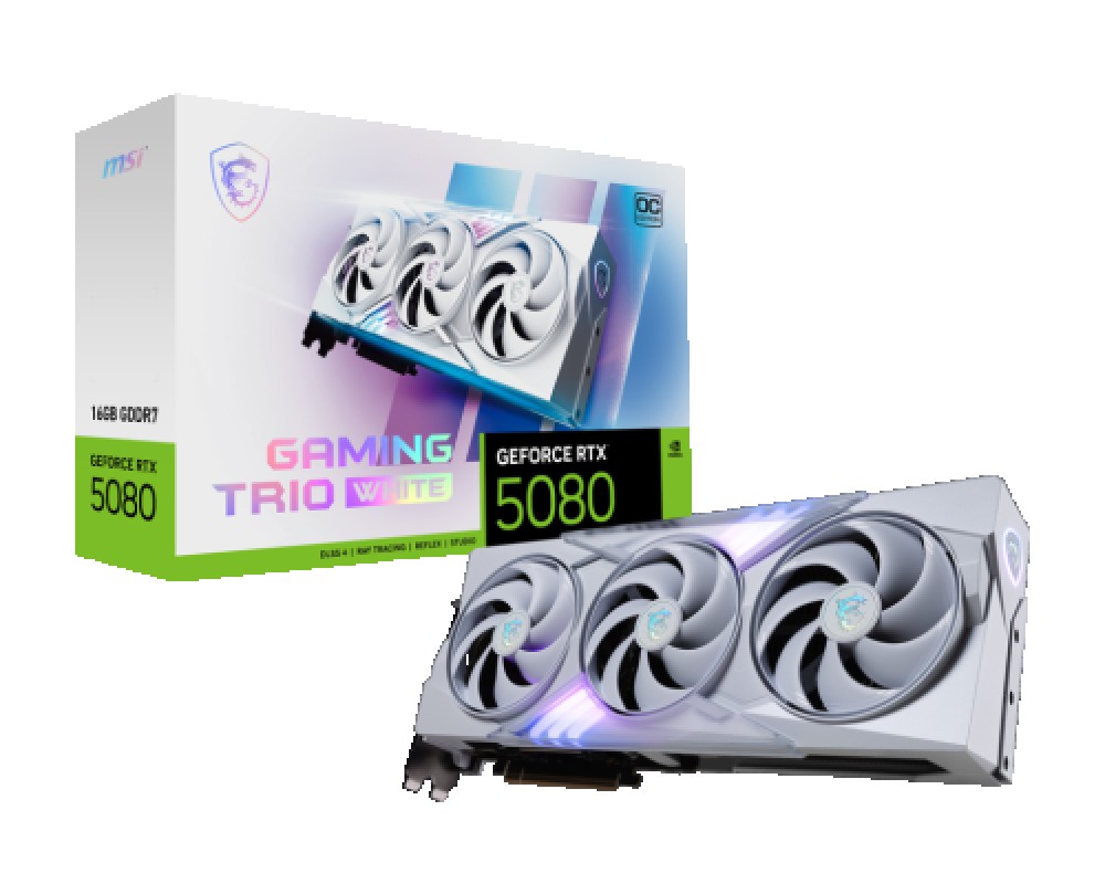 MSI GAMING GEFORCE RTX 5080 16G TRIO OC WHITE tarjeta gráfica NVIDIA 16GB GDDR7