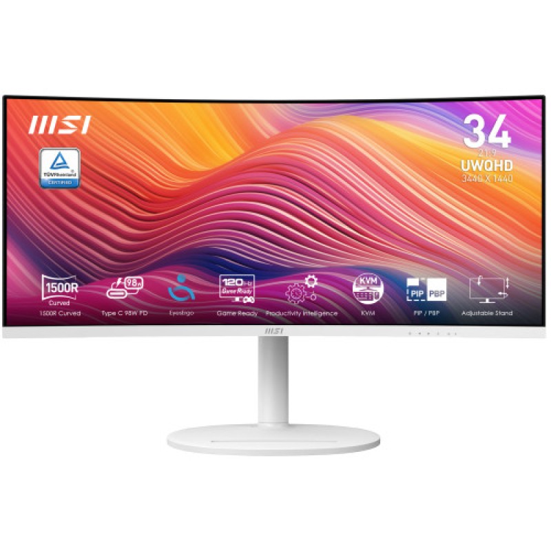 MSI MONITOR MODERN MD342CQPW. 34" VA CURVO 1500R. 3440X1440. 120 HZ. BLANCO