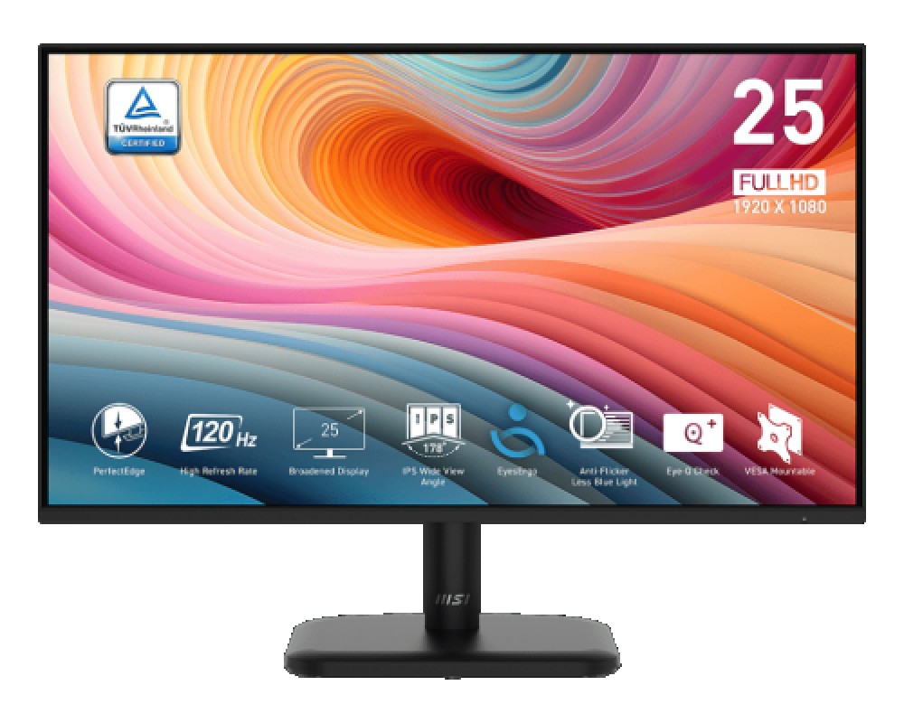 MSI MONITOR PRO MP251L E2.  24.5" PLANO. IPS. 1920x1080. 120Hz. NEGRO.