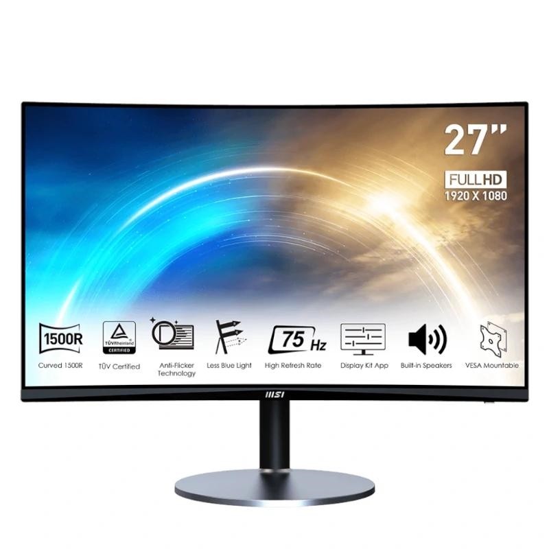 MSI MONITOR PRO MP272C . 27" CURVO 1500R. 1920x1080 (FHD). 4MS. 75HZ. NEGRO