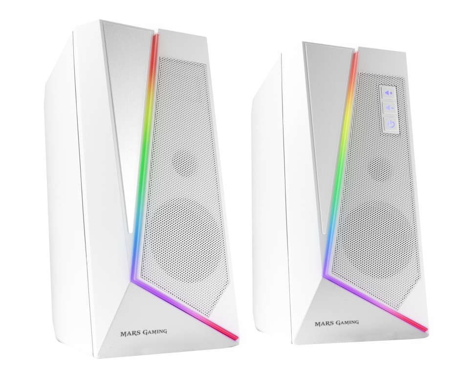 Mars Gaming ALTAVOCES 2.0 BLUETOOTH 5.0 MS7 WHITE 20W RMS ILUMINACION RGB DINAMICO PROCESADOR DSP