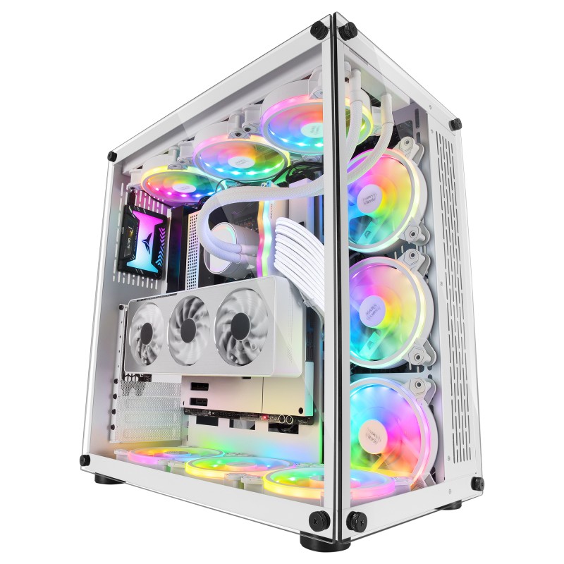 Mars Gaming Caja Gaming XXL ATX MCVW Blanco, Doble Ventana Cristal Templado, Doble Cámara