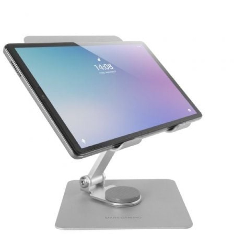 Mars Gaming MA-RST, Soporte para Tablet y Convertibles 2en1 hasta 13", Giratorio 360º + Ajustable en Altura y Ángulo 180º, Soporte Tablet Plegable