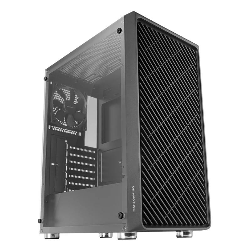 Mars Gaming MC-3000 Negro, Semitorre Gaming ATX, Ventana Completa Cristal Templado, Frontal Metal-Mesh, 4x Ventiladores 120mm