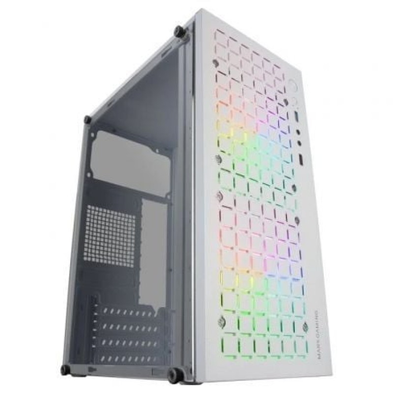 Mars Gaming MC-CORE, Caja Gaming Compacta MicroATX, Diseño Frontal Metal-Mesh, Ventana Lateral Completa, 2x Ventiladores FRGB 120mm, Blanco