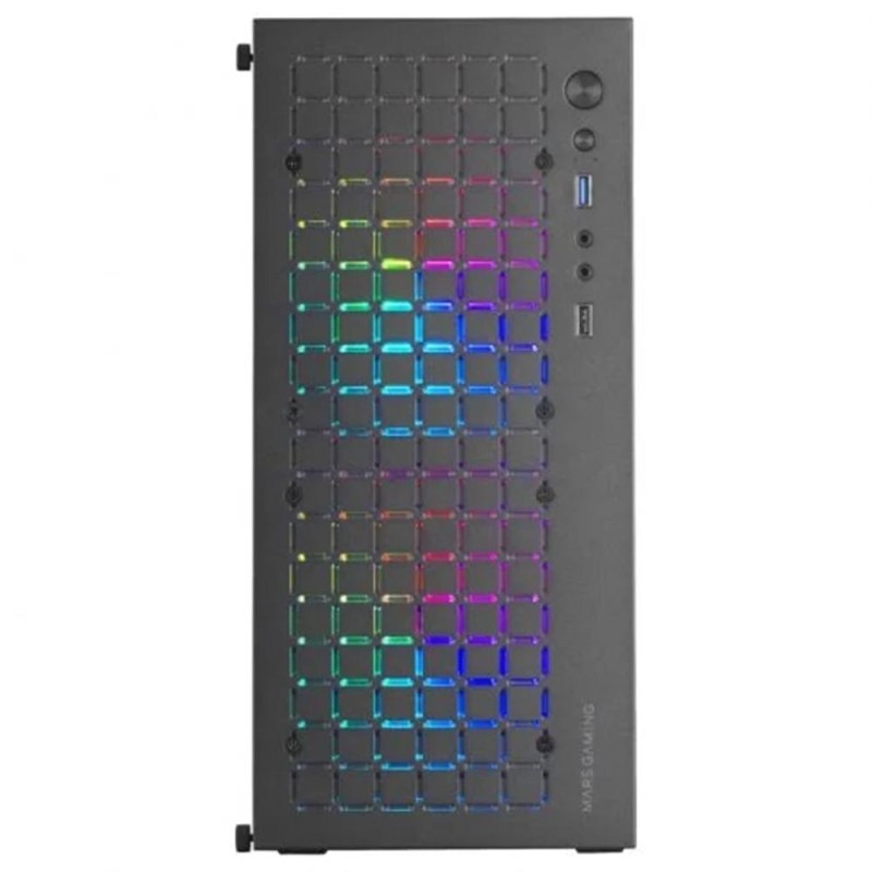 Mars Gaming MC-CORE, Caja Gaming Compacta MicroATX, Diseño Frontal Metal-Mesh, Ventana Lateral Completa, 2x Ventiladores FRGB 120mm, Negro