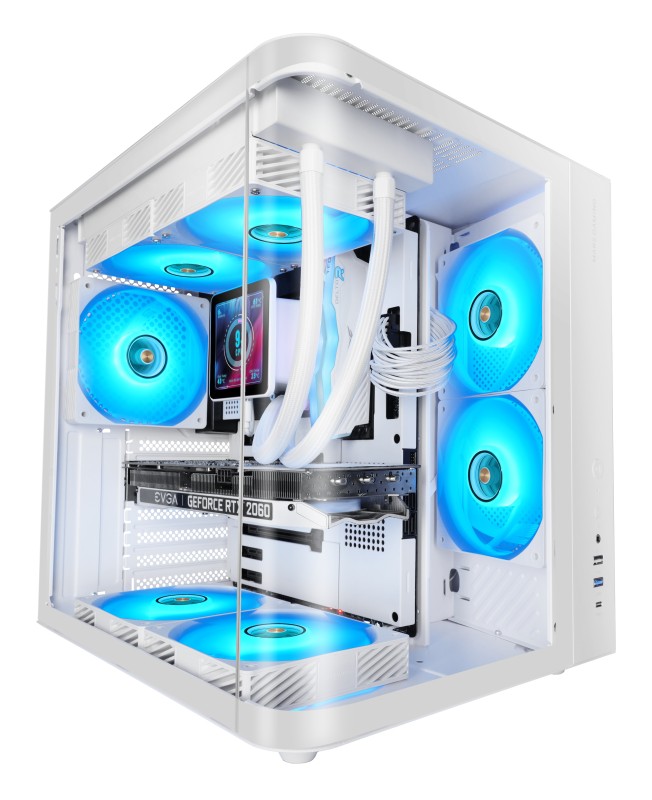 Mars Gaming MC-CURVW Midi Tower Negro, Blanco