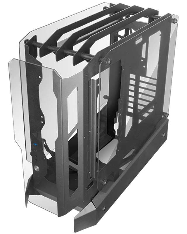 Mars Gaming MC-EDGE, Caja Gaming ATX, Diseño Open Air, Triple Panel Cristal Templado, Semitorre PC Soporte Refrigeración Líquida Hasta 240mm, Siste