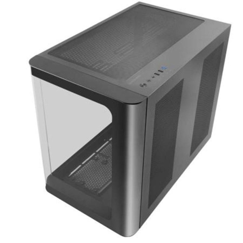 Mars Gaming MC-FUSION, Caja Gaming ATX, Ventana Lateral Completa y Frontal Curvo Cristal Templado Continuo, Semitorre PC Doble Cámara, Soporte Refrig