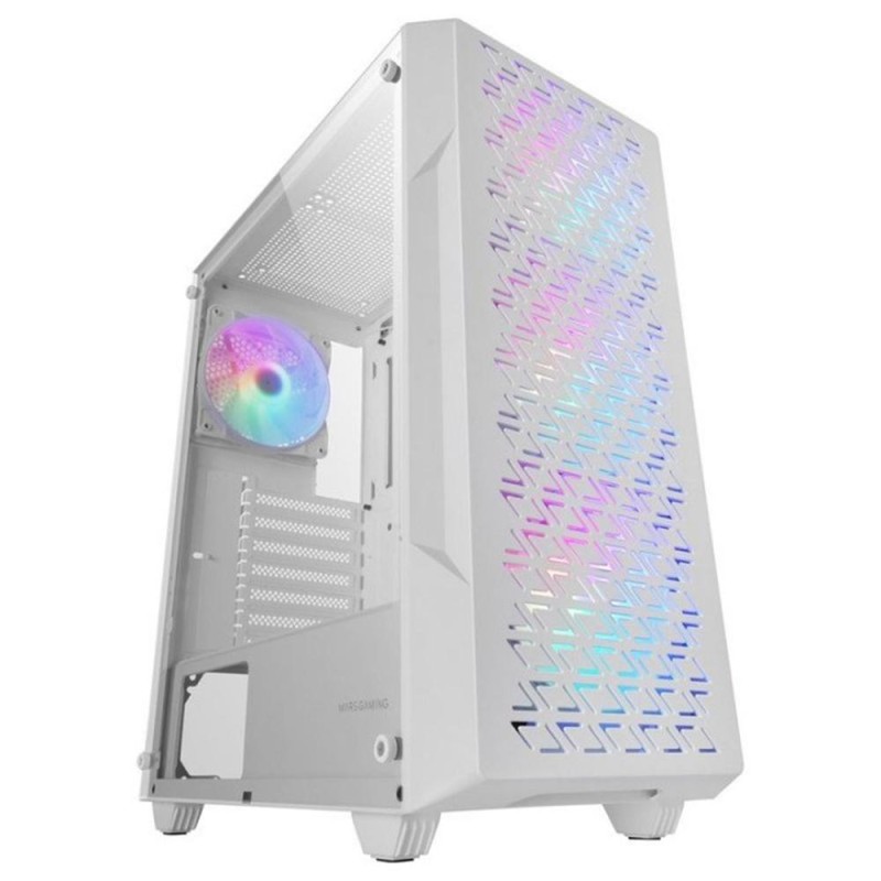 Mars Gaming MC-GEO, Caja Gaming ATX, 4x Ventiladores FRGB Rainbow 12cm, Panel Frontal Mesh Geométrico, Ventana Lateral Cristal Templado, Semitorre PC
