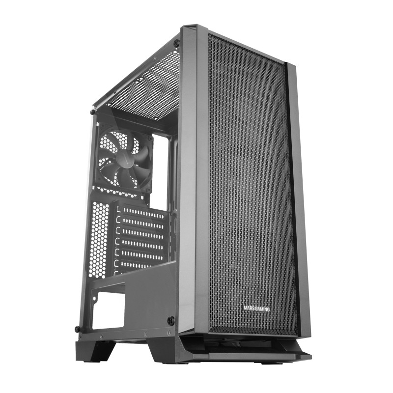 Mars Gaming MC-MASTER, Caja PC ATX, Panel Frontal Metal-Mesh, Cristal Templado, 4 Ventiladores Ultra-silenciosos 120mm, Negro