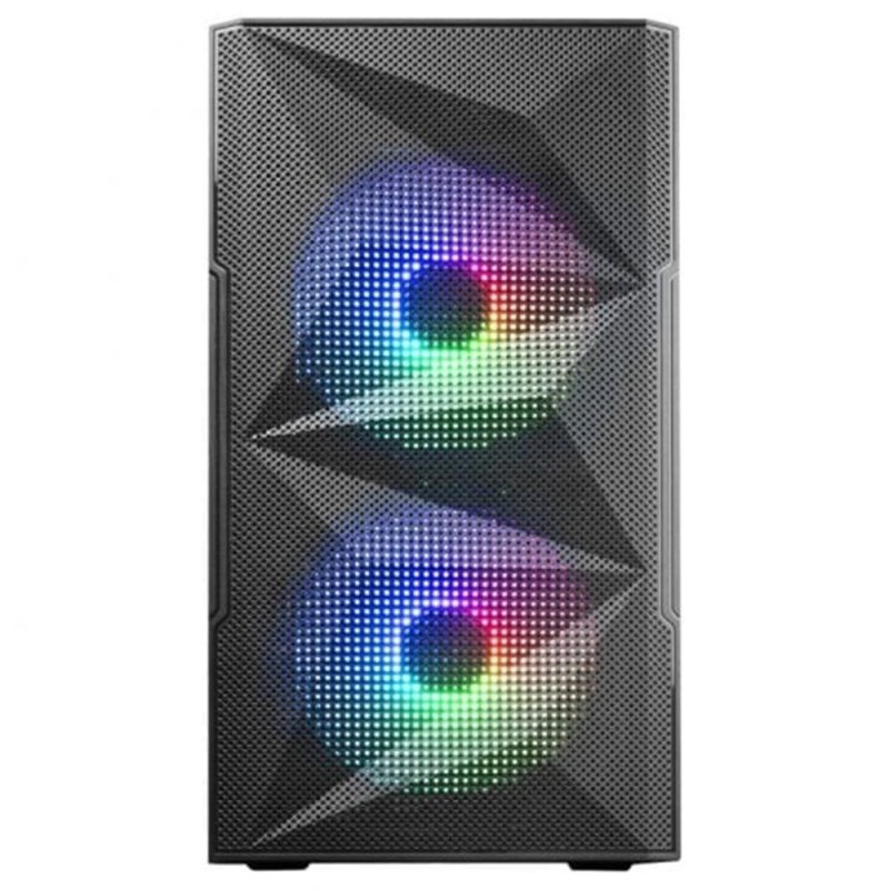 Mars Gaming MC-ME, Caja Gaming Compacta MicroATX, Ventana Lateral Completa Cristal Templado, Diseño Frontal Total-Mesh Geométrico, 2X Ventiladores F