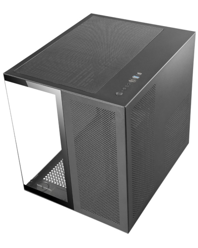 Mars Gaming MC-NOVAM, Caja Compacta Custom MicroATX, Doble Ventana Cristal Templado Continuo, Estructura Modular Doble Cámara, Rejilla Frontal, Sopor
