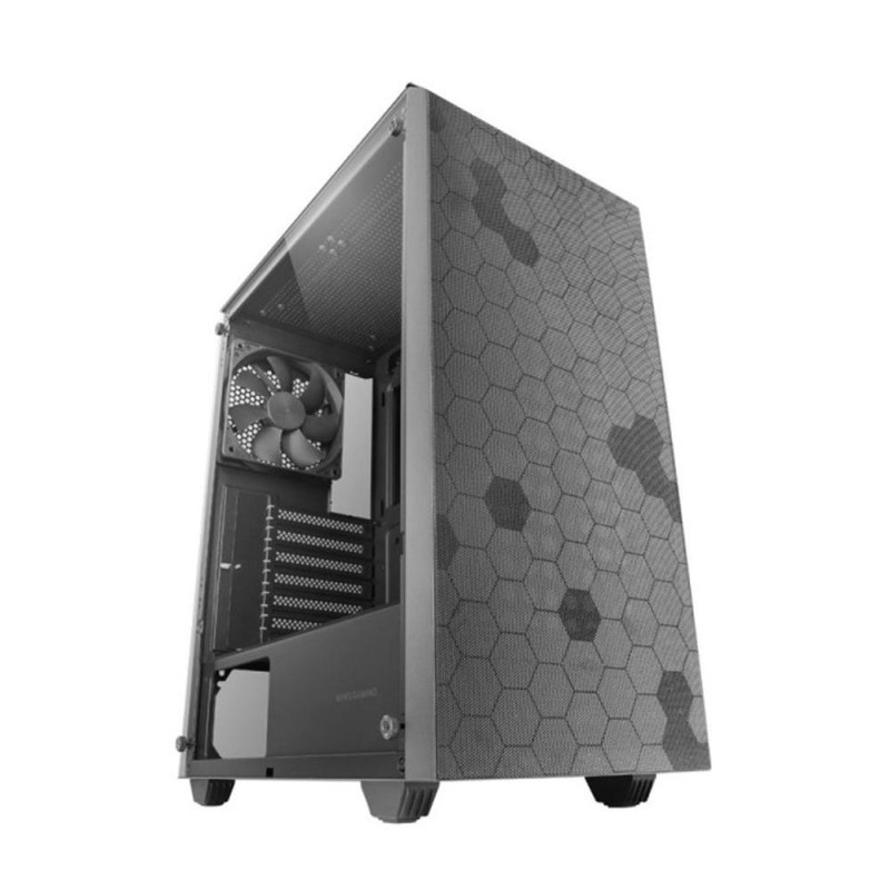 Mars Gaming MC-Q3, Caja Semitorre ATX, Ventana Lateral Completa Cristal Templado, Doble Rejilla Magnética Antipolvo Frontal + Superior, Ventilador 12