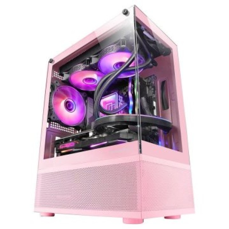Mars Gaming MC-SE, Caja PC Micro-ATX, Panel Frontal y Lateral de Cristal Sin Marco, Diseño Inferior con Tecnología AirTech Mesh, Minitorre Gaming Do