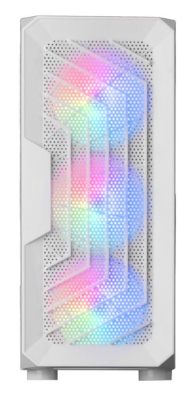 Mars Gaming MC-Tor Blanco, Caja Semitorre Gaming ATX, Ventana Lateral Completa, Diseño Frontal Mesh, 3X Ventiladores Frontales FRGB 120mm, Diseño de
