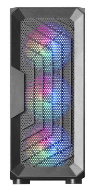 Mars Gaming MC-Tor Negro, Caja Semitorre Gaming ATX, Ventana Lateral Completa, Diseño Frontal Mesh, 3X Ventiladores Frontales FRGB 120mm, Diseño de