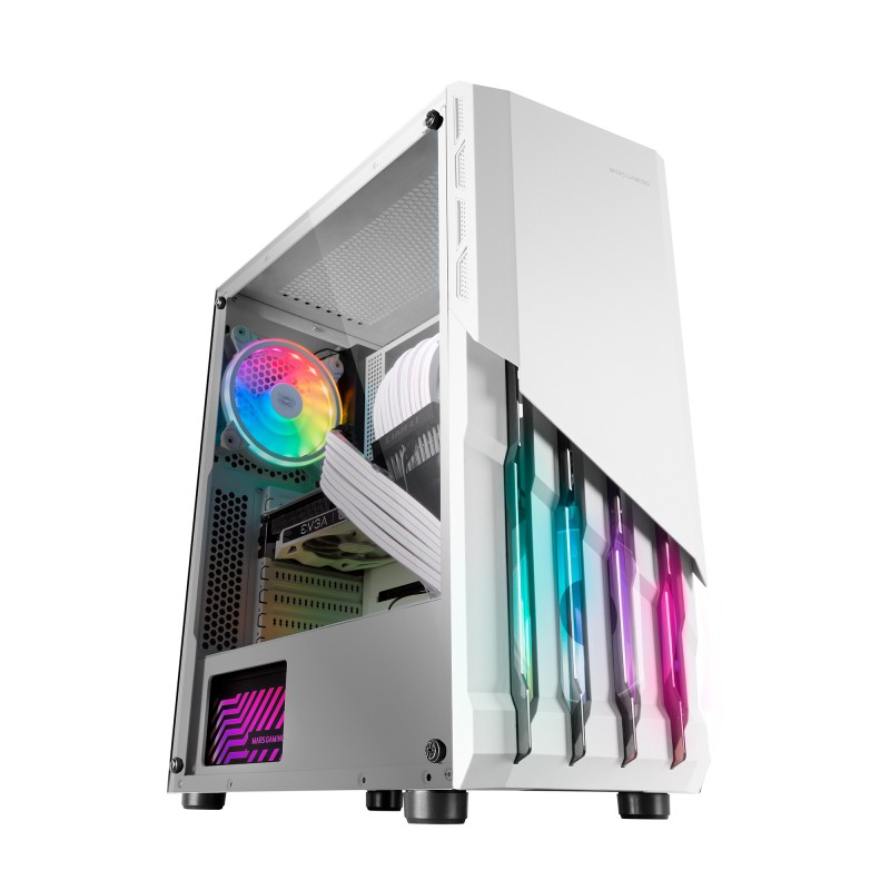 Mars Gaming MC-X2 Blanco Caja PC Gaming ATX Frontal Acero FRGB 2 Ventiladores 12cm FRGB Ventana Lateral Completa