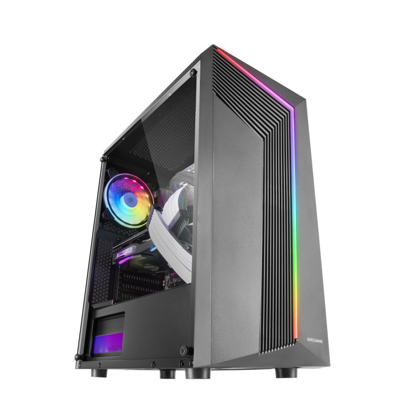 Mars Gaming MC-X7 Negro Caja PC Gaming ATX Frontal ARGB Ventilador 12cm RGB Ventana Lateral Completa