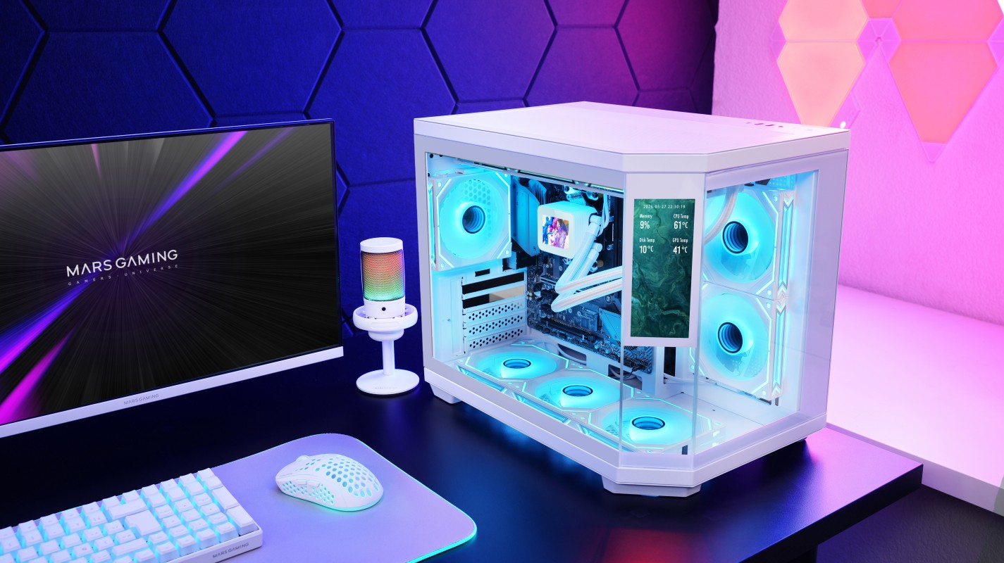 Mars Gaming MC3TCORELCDMW carcasa de ordenador Mini Tower Blanco