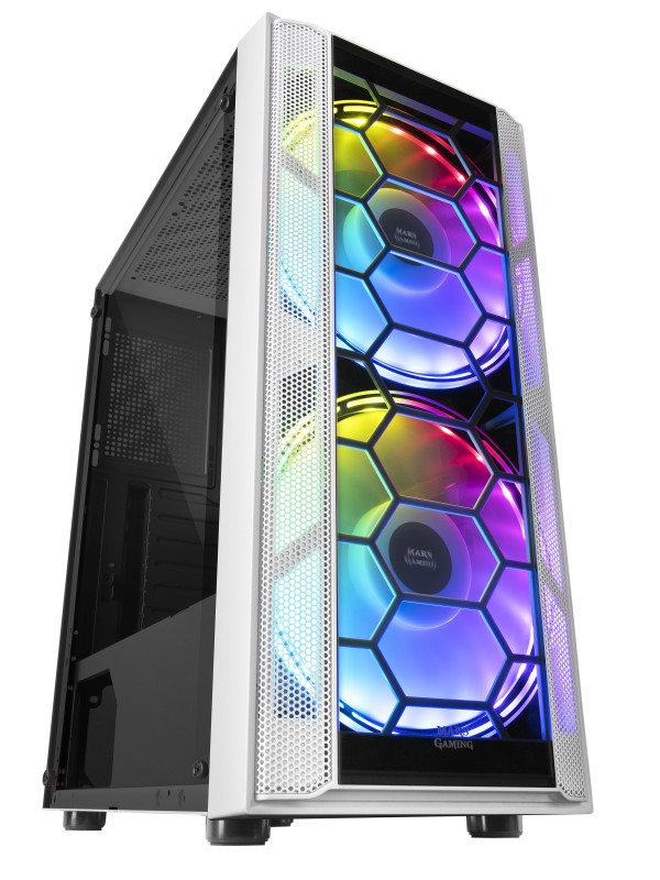 Mars Gaming MC500W Carcasa de Ordenador 2 Ventiladores FRGB Blanca