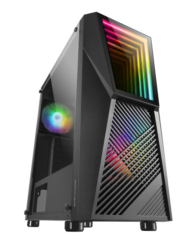 Mars Gaming MC777, Caja de ordenador ATX, Iluminación ARGB, Negro
