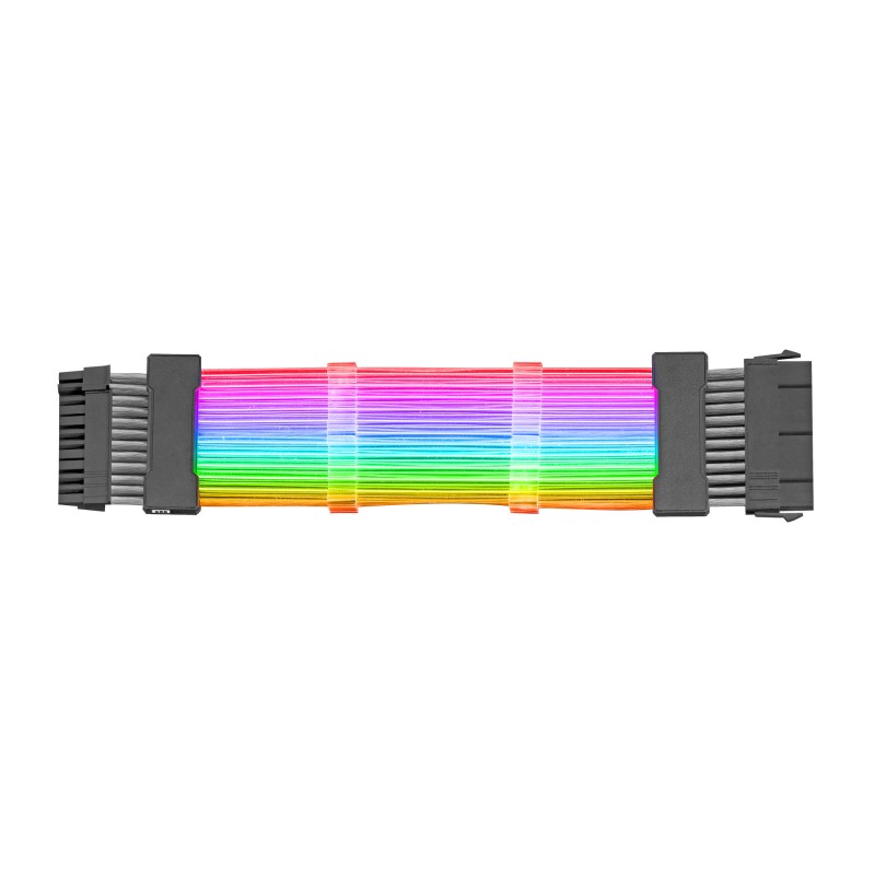 Mars Gaming MCA-24, Cable Extensor ARGB 24pin ATX para Placa Base, LEDs Ultrabrillantes, Compatibilidad Total, AWG18 de Cobre Puro, 265mm
