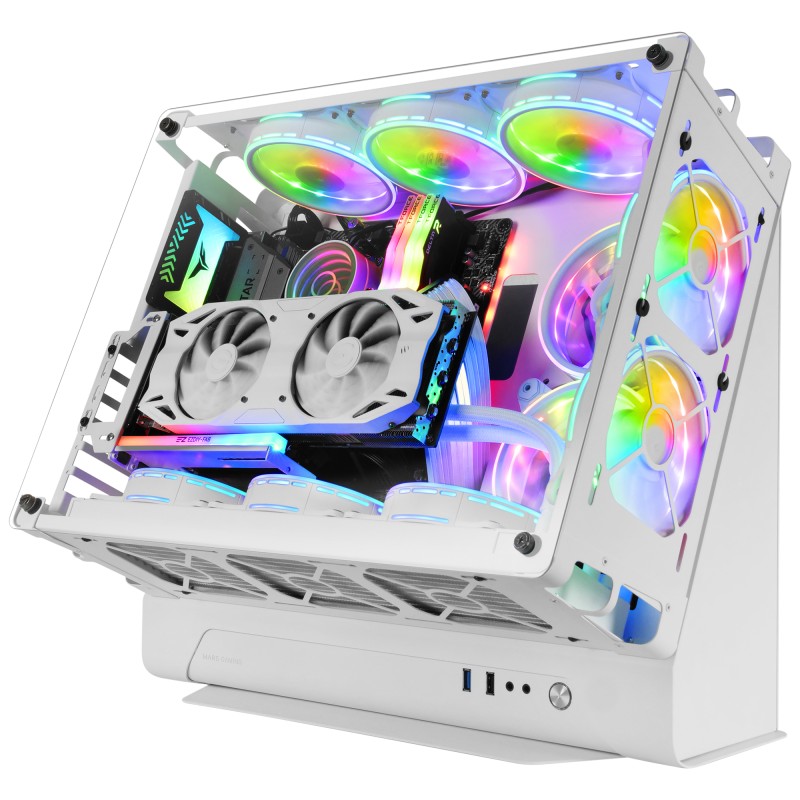 Mars Gaming MCB Blanco Caja PC Gaming ATX XL Edición Custom Premium Estructura Modular Doble Cámara