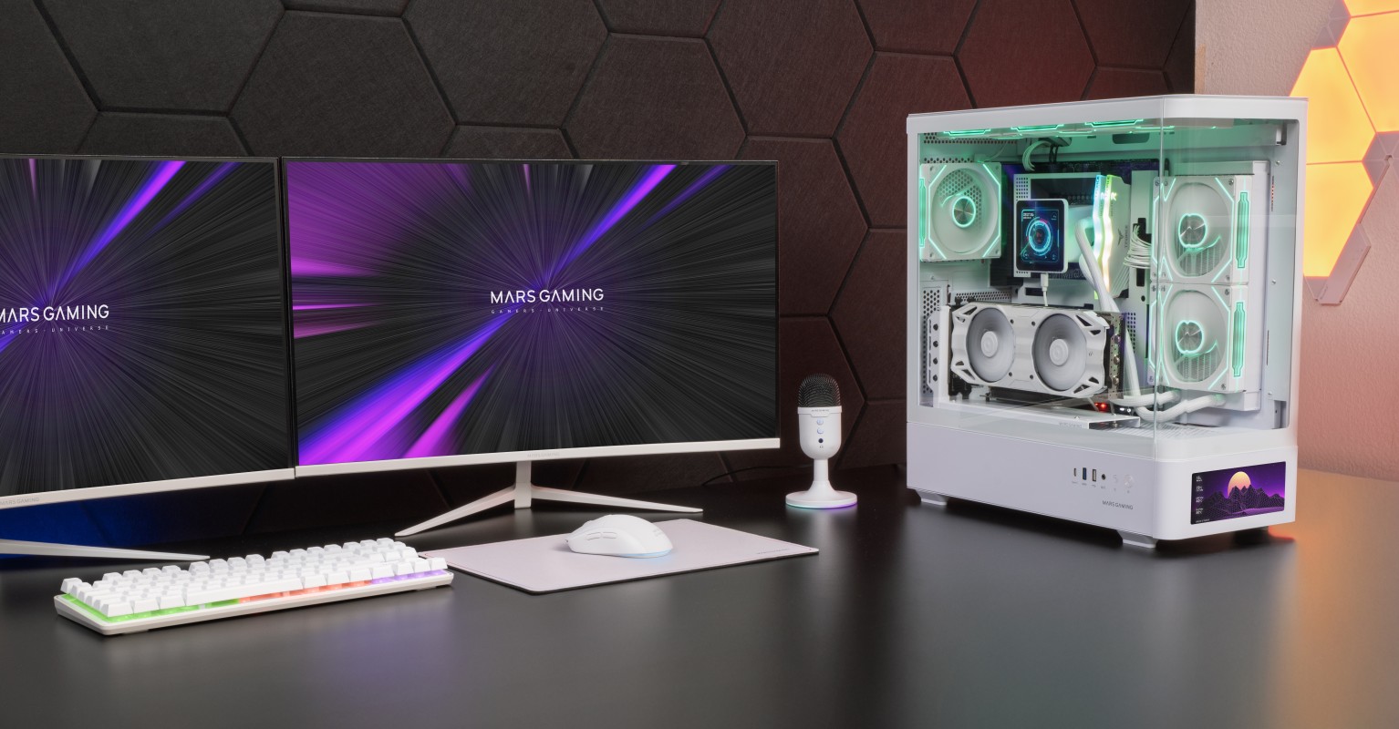 Mars Gaming MCLCDPROW carcasa de ordenador Midi Tower Blanco
