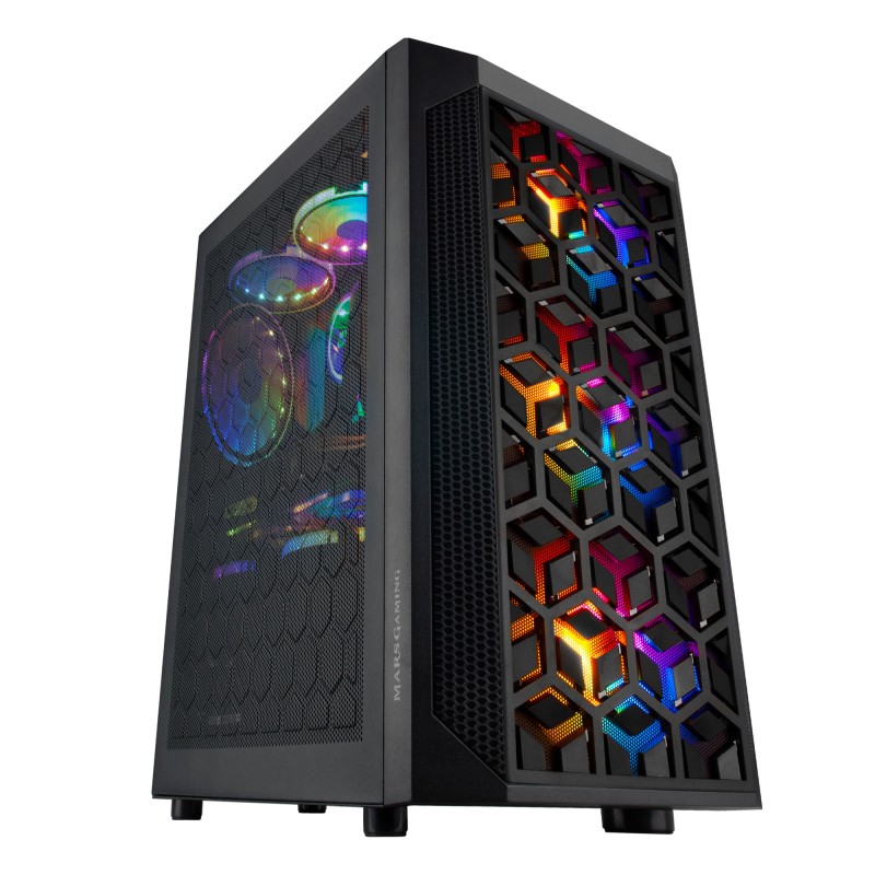 Mars Gaming MCMESH Caja PC Gaming Micro ATX 3x Ventilador FRGB Negro