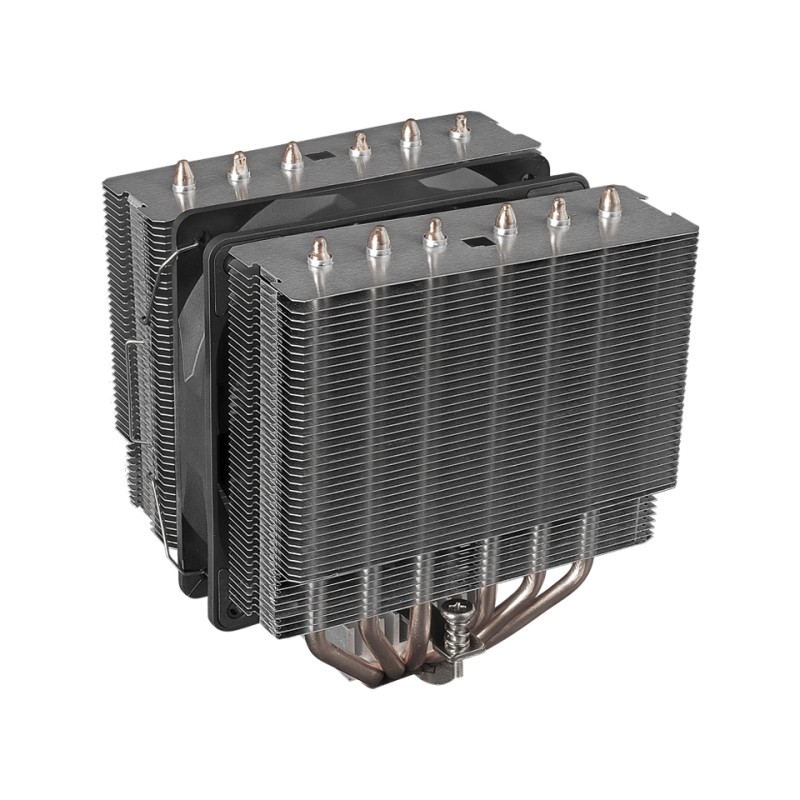 Mars Gaming MCPU-2T, Disipador CPU Doble Torre, 6 Heatpipes HCT, TDP 280W, Ventilador Ultra-silencioso PWM 120mm, Multisocket Universal