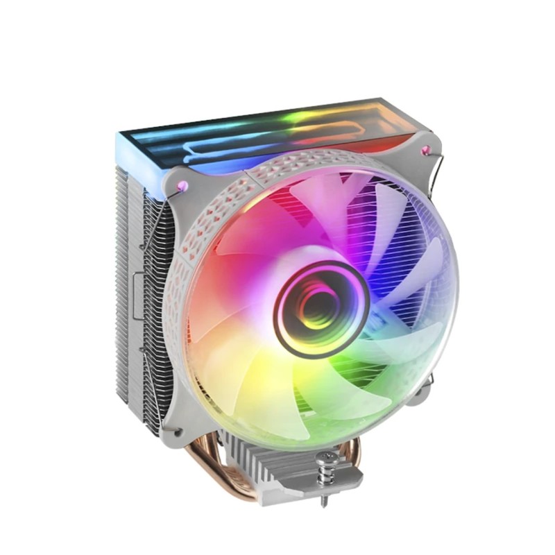 Mars Gaming MCPU-VR, Disipador CPU, Doble Espejo Infinito ARGB, 4 Heatpipes HCT, TDP 180 W, Ventilador Ultra-silencioso PWM 12 cm, Blanco
