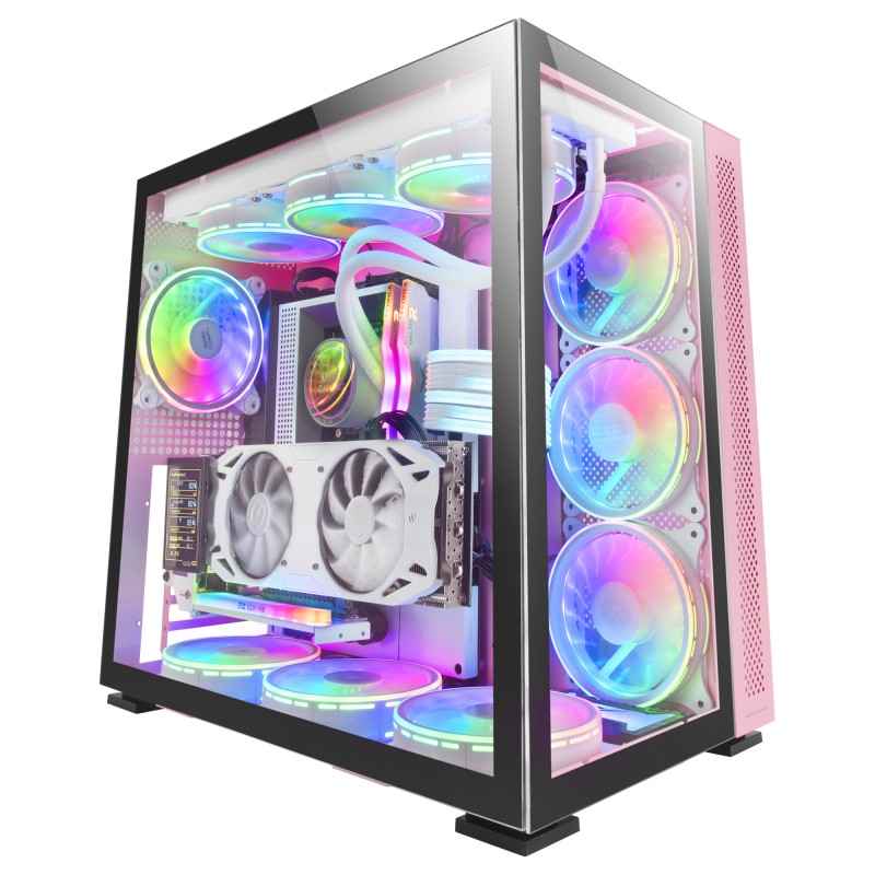Mars Gaming MCV2 Rosa Caja Gaming ATX Premium XXL Doble Ventana Cristal Templado Estructura Modular Doble Cámara
