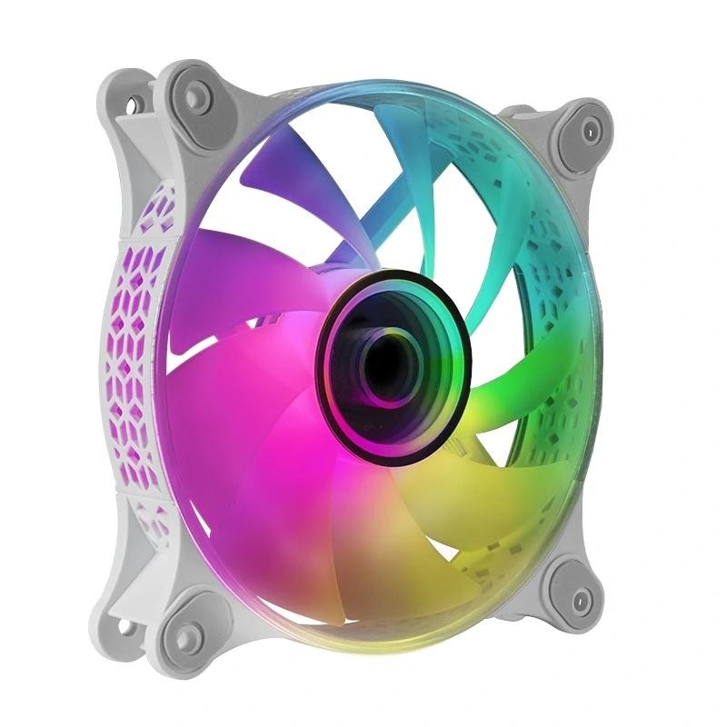Mars Gaming MF-3D Blanco, Ventilador ARGB 360° 12cm, Espejo Infinito 3D, Sistema Anti-vibraciones, Ultra-silencioso, Compatibilidad Total