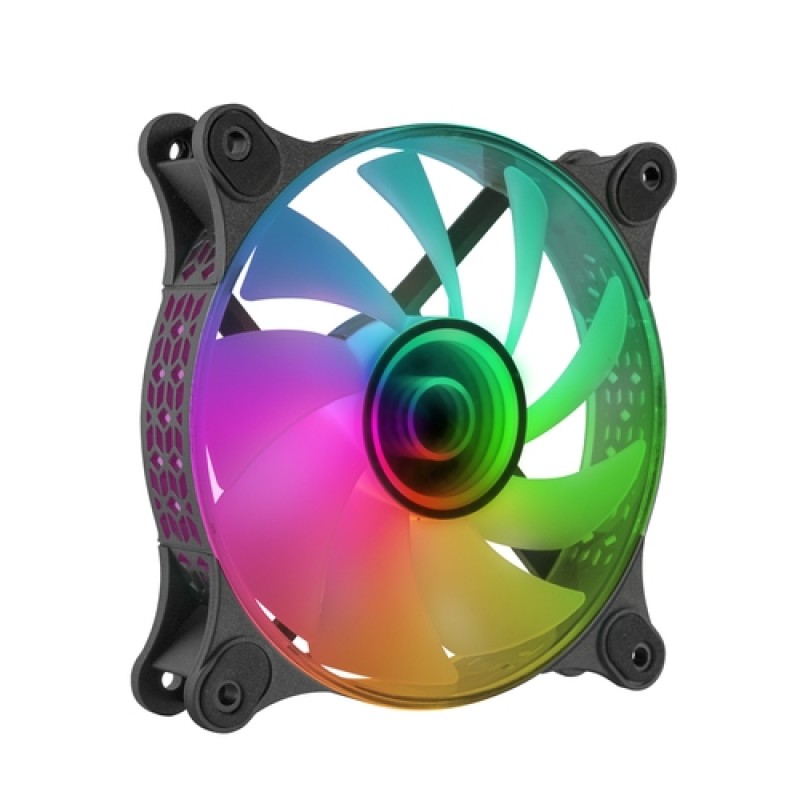 Mars Gaming MF-3D Negro, Ventilador ARGB 360° 12cm, Espejo Infinito 3D, Sistema Anti-vibraciones, Ultra-silencioso, Compatibilidad Total