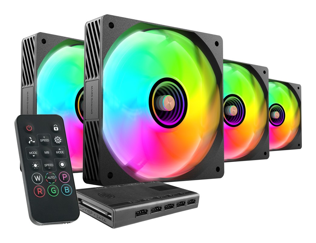 Mars Gaming MFSI4KIT sistema de refrigeración para ordenador Carcasa del ordenador Ventilador 12 cm Negro