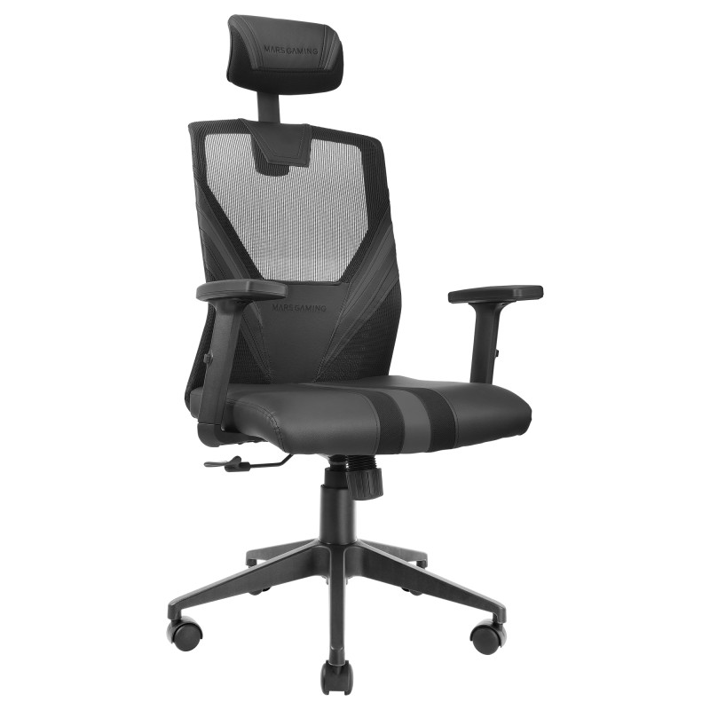 Mars Gaming MGC-ERGO Negro Silla Gaming Ergonómica Malla Transpirable Soporte Ajustable Cervical + Lumbar + Reposabrazos