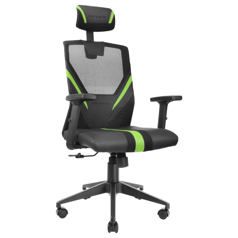 Mars Gaming MGC-ERGO Verde Silla Gaming Ergonómica Malla Transpirable Soporte Ajustable Cervical + Lumbar + Reposabrazos