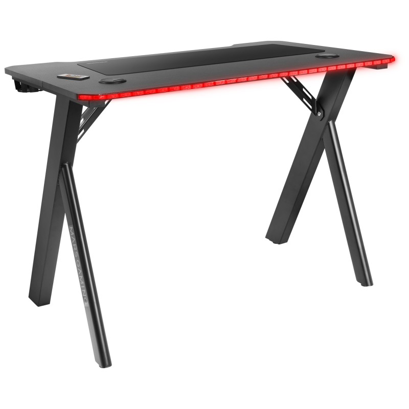 Mars Gaming MGD100RGB Mesa Gaming RGB Alfombrilla XXL Soporte Cascos + Botella 100x60cm Negro