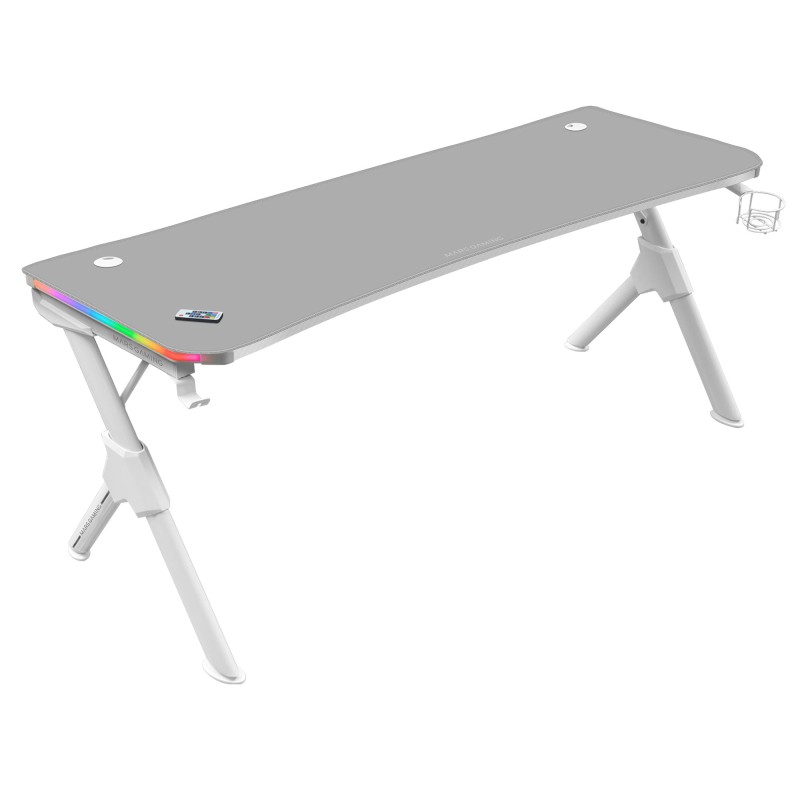 Mars Gaming MGDXLRGBW Mesa Gaming Ergonómica RGB Blanco Grande