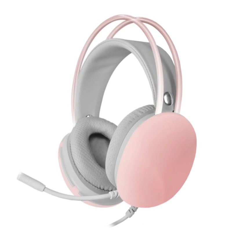 Mars Gaming MH-GLOW Rosa, Auriculares 360° Full Chroma RGB Flow, Micrófono Cancelación de Ruido, Diseño Ultra-ligero, Almohadillas Mempory-Foam, C