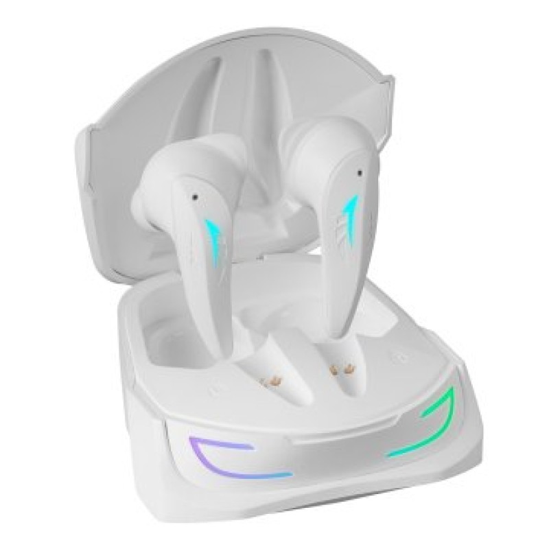 Mars Gaming MHI-ULTRA Blanco, Auriculares Inalámbricos TWS, RGB Flow, Bluetooth 5.3, Triple Cancelación Ruido, 24H Batería