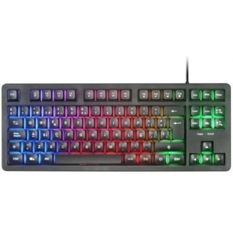 Mars Gaming MK023, Teclado Gaming TKL, Tecnología Híbrida H-Mech, Iluminación FRGB Rainbow, Anti-ghosting, Compatibilidad Universal, Negro, Idioma