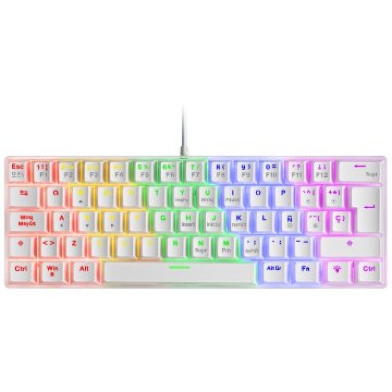 Mars Gaming MK60 Blanco, Teclado Gaming Mecánico FRGB, Antighosting, Switch Mecánico Marrón, Idioma Italiano