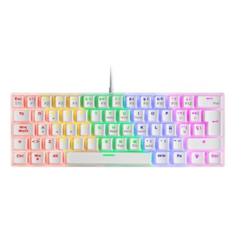 Mars Gaming MK60 Blanco, Teclado Gaming Mecánico FRGB, Antighosting, Switch Mecánico Rojo, Idioma Italiano