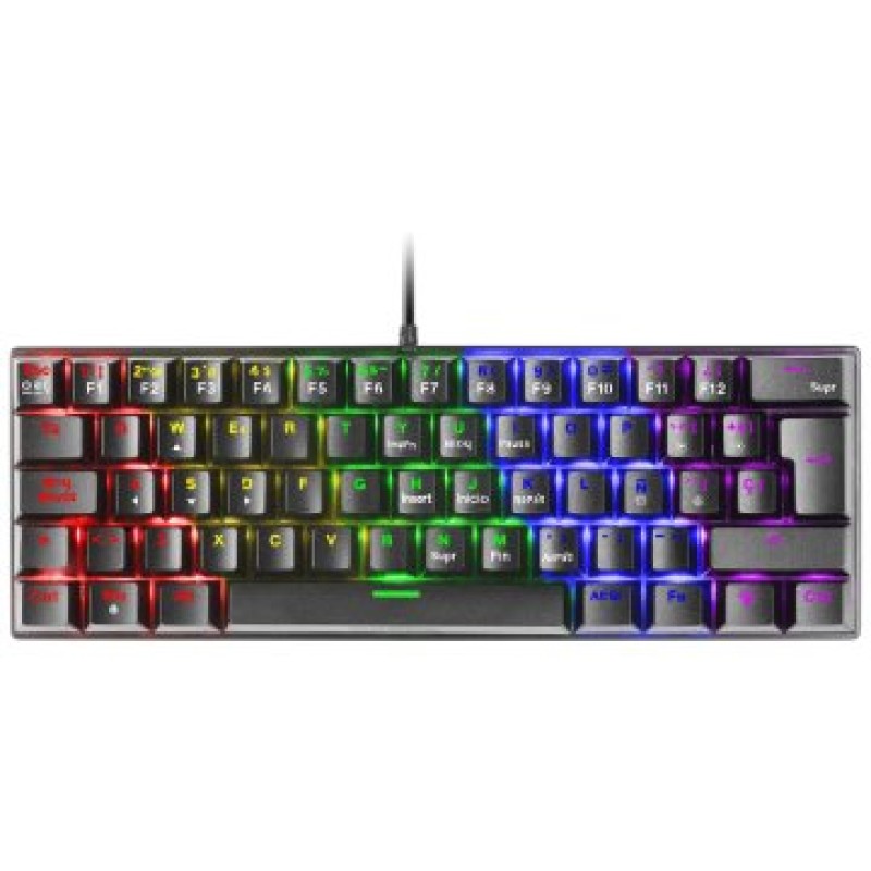 Mars Gaming MK60 Negro, Teclado Gaming Mecánico FRGB, Antighosting, Switch Mecánico Marrón, Idioma Italiano