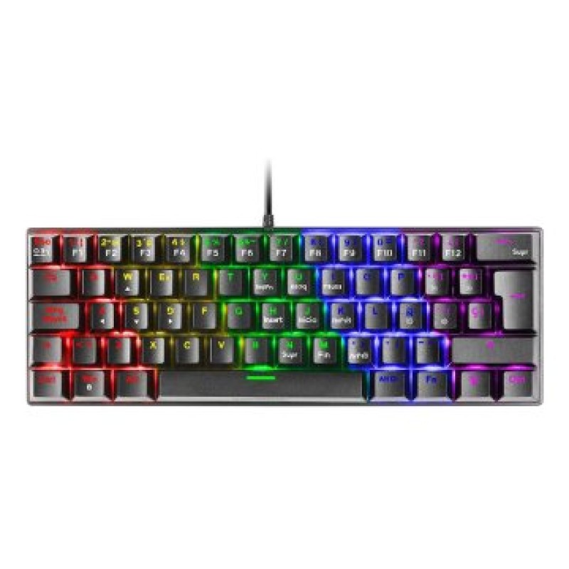 Mars Gaming MK60 Negro, Teclado Gaming Mecánico FRGB, Antighosting, Switch Mecánico Rojo, Idioma Italiano
