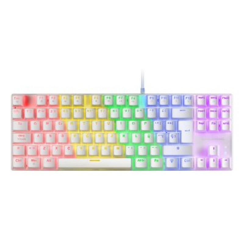 Mars Gaming MK80 Blanco, Teclado Gaming Mecánico TKL FRGB, Antighosting, Switch Mecánico Marrón, Idioma Italiano