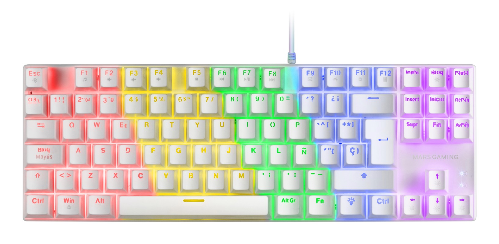 Mars Gaming MK80 Blanco Teclado Gaming Mecánico TKL FRGB Antighosting Switch Mecánico